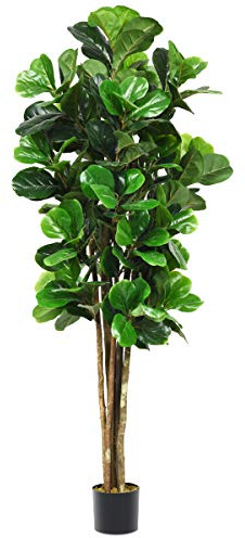 Goplus Fake Fiddle Leaf Fig Tree, 6FT Tall Artificial Tree Greenery Plants in Pots, Decorative Faux Trees for Indoor Home Office