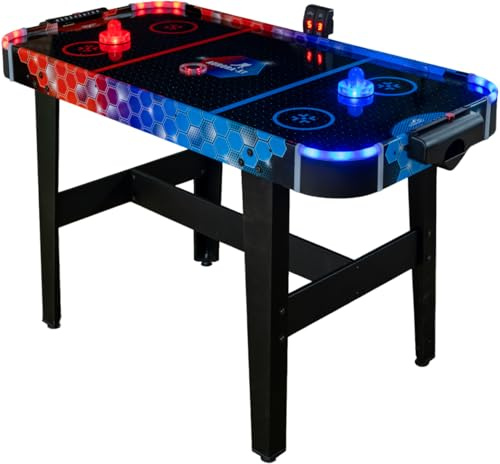 CARROMCO FIRE vs Ice Airhockey Tisch| Air Hockey Spiel mit LED Licht | MIT LED-EFFEKTEN: Actionreiches Air Hockey Spiel für Kinder & Erwachsene. Inkl leuchtendem LED-Puck, Pusher & Torzähler
