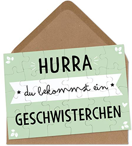 OWLBOOK Du bekommst EIN Geschwisterchen Puzzle mit Brief-Umschlag Geschenke Geschenkideen für die Familie zur Geburt & Schwangerschaft verkünden