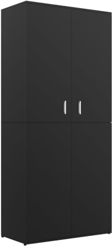 vidaXL Schuhschrank mit 6 Regalen Hängestange Schuhregal Schuhablage Schrank Wandschrank Schuhaufbewahrung Schwarz 80x39x178cm Holzwerkstoff