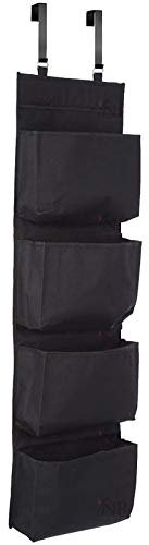 YNR Over Door Hanging Wardrobe - 4 Section Fabric Storage Shelves for Clothes, Shoes Organiser & Accessories, Door Hanging Wardrobe Storage Unit | (Black)