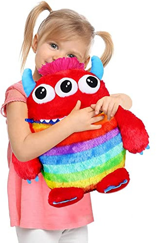 Worry Yummy Monster-Kinder-Plüschtier, groß, 38 cm, weiches Kuscheltier für Kinder Jungen und Mädchen, Angst reduzierender Schlafbegleiter – Rot Munch