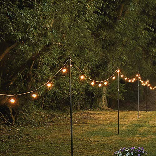 Festive Lights - 1.5m or 2.4m Festoon Poles for Hanging Decorative Lights, Lanterns, String, Christmas Lighting - Sturdy Metal Steel Garden Wedding Celebration, Straight Pole