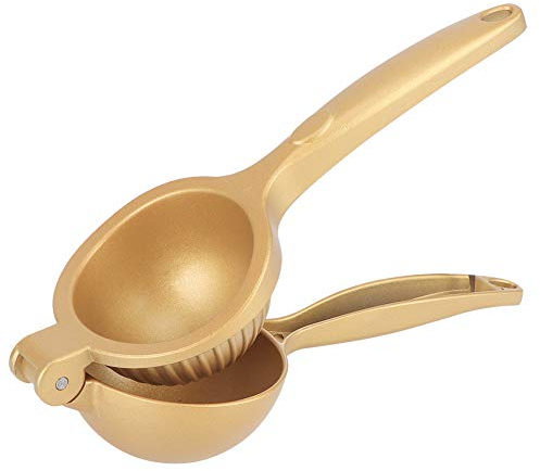 Zitruspresse, Zinklegierung Manuelle Zitronenpresse Orangensaftpresse Entsafter Presswerkzeug von Zitrone und Zitrusfrüchten, Leicht zu Reinigen 24cm (Gold)