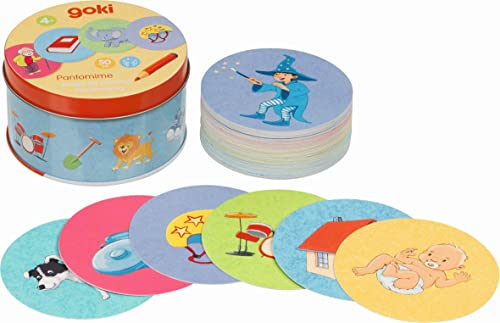 goki 56764 Pantomime in der Blechdose Ø= 9 cm, H= 5,1 cm, Karton, bunt