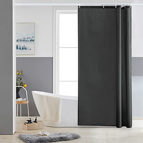 Furlinic Cortina Ducha Tela Antimoho,Poliéster Cortinas de Baño Decorativas Impermeable & Lavable,Gris Oscuro Duchas de Baño Cortinas Esquina con 6 Aros Cortina Ducha 80x180cm.
