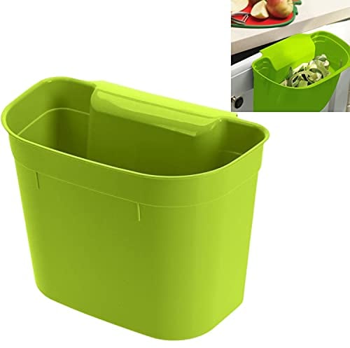 GEEZY Hanging Kitchen Cupboard Rubbish Bin Trash Can Over The Door Kitchen Waste Basket Bin For Food Scrapes Veg Peeling Worktop Caddy 4L