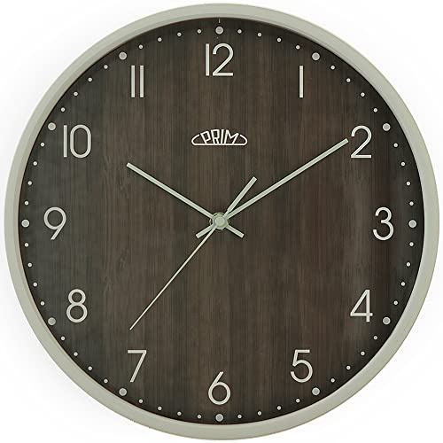 PRIM Wanduhr (Grau&Dunkles Holz)
