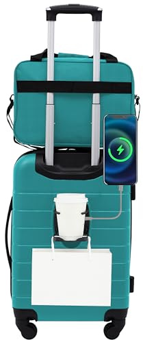 Wrangler El Dorado Lugggage Set with Cup Holder and USB Port, Teal, 2 Piece
