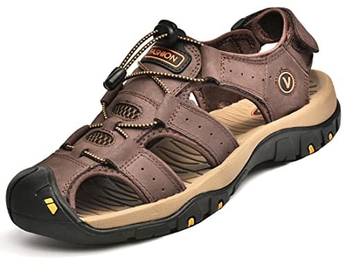 ZYLDK Sandales Homme Cuir Marche Randonnée Fermées Été Extérieur Chaussures de Sport Plage Chaussures d'eau Plage Closed-Toe