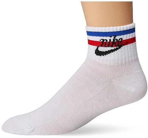 Nike Unisex Calzini U Nk Nsw Everyday Essential An, White/Black/Game Royal/University Red, DX5080-100, L