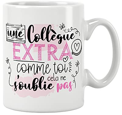 JOLI MUG. Mug collègue - départ en retraite - Anniversaire - Noël. Pour collègues/Tasse. Cadeau original. Prix mini. Céramique haute qualité 11oz - 320 ML (COLLÈGUE FEMME)