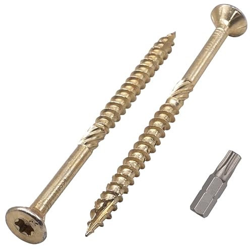 SKIR'CO Lot de 50 vis à bois universelles en acier zingué Tête fraisée Torx Type 17 Vis à panneaux d'aggloméré 6,0 x 100 mm Jaune