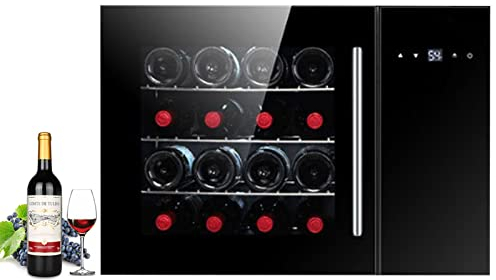 0℃ Outdoor Cantinetta Vino, Frigorifero per Vini ad Incasso, Raffreddatore Vino con Porta in Vetro, 40 L, 16 Bottiglie, Vetrina Vino con Schermo LED, Temperatura Regolabile 5-22°C,Metal Shelf