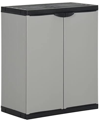 vidaXL Garden Waste Cabinet Trash Bin Rubbish Separator Sack Garbage Can Dustbin Recycle Waste Bin Household Waste Paper Basket Grey and Black PP
