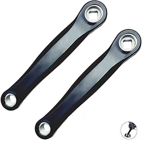 Qiwenr 2 Stück 170 mm Fahrrad-Kurbelarm Single Speed Kurbelgarnitur,Linke Hand Kurbelarm für Fahrrad Mountainbike Rennrad - Antriebsmotor Horizontal Quadrat Hohe Festigkeit,Hohe Härte,(Schwarz)