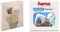 Hama Babyalbum Baby Feel (Fotoalbum mit 60 Seiten für 300 Fotos, Album Format 29 x 32 cm) sand & Fotoecken 1000 Stück (Foto Klebepads selbstklebend, Spenderbox 2x 500 Stück), transparent