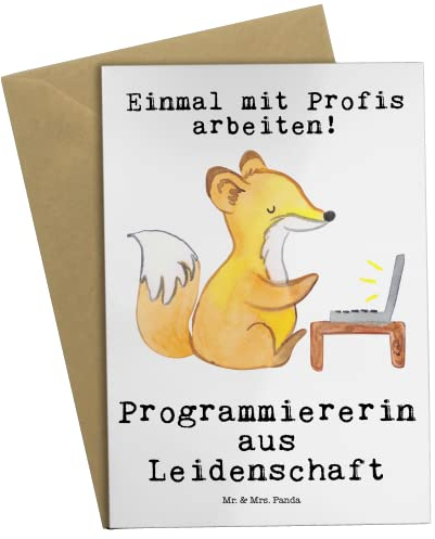 Mr. & Mrs. Panda Grußkarte Programmiererin Leidenschaft - Geschenk, Arbeitskollege, Ansichtskarten, Softwarentwicklerin, Danke, Geburtstagskarte,
