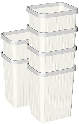 Cetomo 8.2L*6 Mülleimer, Abfalleimer, Papierkorb, Müllbehälter, Plastikmülleimer, Abfallbehälter für Papierabfall, Büro, Schlafzimmer, Kunststoff (PP), Weiß, 8.2L (28 x 23 x 29 cm), 6er Set