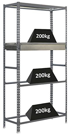 PROREGAL Reifenregal mit Schubfach und Ablagefläche Metal Shark No. 3 | HxBxT 200x120x40cm | 12 Reifen | Grau Reifenständer Garagenregal