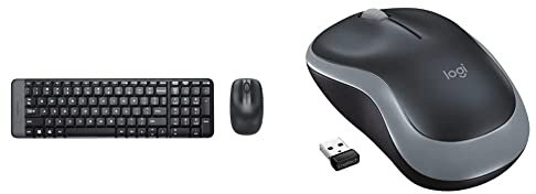 Logitech MK220 Combo Tastiera e Mouse Wireless Compatti per Windows, 2,4 GHz Wireless & M185 Mouse Wireless, 2,4 GHz con Mini Ricevitore USB, Durata Batteria di 12 Mesi