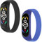 WD&CD 2 Stück Armband kompatibel mit Xiaomi Mi Band 7/6 / 5/4 / 3 (Schwarz+ Blau), Armbänder Nylon Elastizität Uhrenarmband Sport Ersatzarmband, M