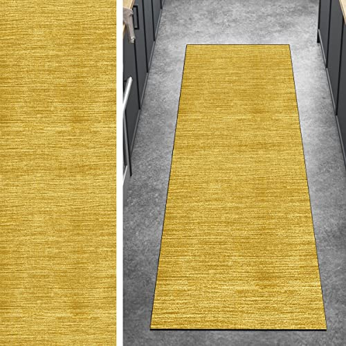 Ymural Lang Teppich Läufer Flur Modern Kücheteppich 50x150CM Gelb Kücheläufer Meterware Teppichläufer Waschbar Kurzflor Polyester Korridor Schlafzimmer, Anpassbar Breite 40-120cm