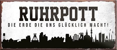 Magnet ''Ruhrpott die Erde die Uns glücklich Macht'' 9,3x4cm Geschenk Lustige Sprüche Feier Vintage Retro Geburtstag Deko Party Überraschung Fan Ruhrpott Ruhrgebiet Platt Sprache