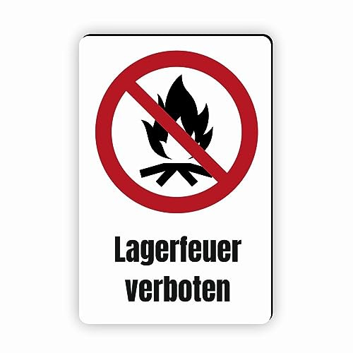 Verbotszeichen/Verbotsschild Lagerfeuer verboten (P045) - zum markieren von Verbotszonen nach DIN EN ISO 7010