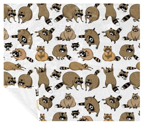 VAPOKF Cartoon Funny Raccoon Soft Cozy Throw Blanket for Adult and Kids, Lightweight Microfiber Fleece Blanket for Couch Bed Sofa Travel, 59x79