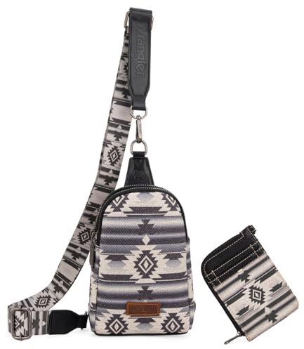 Wrangler Aztec Crossbody Sling Bags for Women Wallet Set, Schwarz, Einheitsgröße