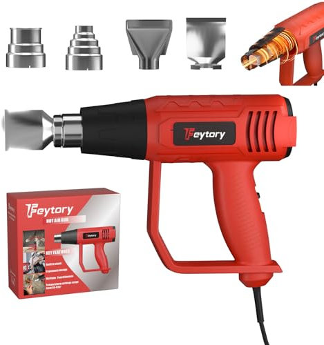 Heat Gun 2000W, Heavy Duty Professional Hot Air Gun Kit with Dual Temperature Settings 300℃~600℃ and Overload Protection, Portable Heat Gun for Crafts, Shrink, Wrapping, Paint Removing (4 Nozzles)
