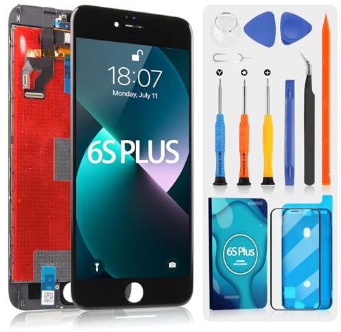 Pantalla LCD para iPhone 6S Plus LCD Display Digitizer 3D Touch Pantalla Repuesto Assembly para iPhone 6s Plus A1634, A1687, A1690, A1699 Cristal Pantalla de Repuesto con Kit de reparación (negro)