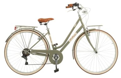 Via Veneto Bazam - Damenfahrrad Malagueta Lady 28 Zoll, 6-Gang-Schaltung, Größe 46, Bürgergrün, Retro Vintage Citybike aus Stahl | VV619L