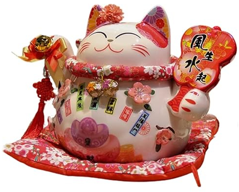 Luminexia Winkekatze,Glückskatze Figur Spardose Keramik Sparschwein,Keramisch Statuette,Glück Ornamente,für Zuhause Büro und Laden Dekoration