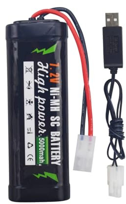 ZYGY1PCS 7.2V 5000mAh Batterie NiMH prise Kate-2P avec câble de charge USB Télécommande jouet réservoir de course voiture de course Télécommande camion haute puissance Batterie de connecteur Tianamiya
