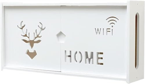 Yoeoefuo Schwebendes Regal Router Box Modisch Kabel Aufbewahrungsbox Routers Verstecken Kabelbox WiFi Storage Box Desktop Aufbewahrungsbox Cable Organizer Box