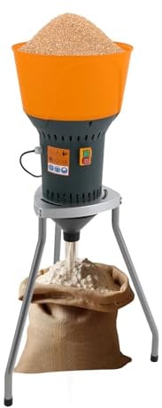 Getreidemühle Elektrisch 1000W mit Standfuß 300kg/h 6.5L-Einfülltrichter mit 5 Siebe Klinge 19000RPM 230V Schrotmühle Kornmühle für Getreide Zerkleinerer zum Füttern von Vieh/Tieren