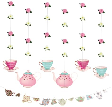 2 Sets Of Tea Charms, 1 Set Of Tea Cup Strings, Tea Party Party Set, Tea Party Decorations, Background Board Decorations, Photo Props