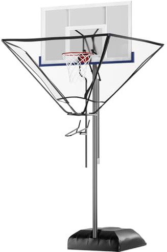 Wandmontierter Basketball Rebounder Rücklaufsystem, Basketball Rebounder Maschine mit 180-Grad drehbarer Rutsche, Tragbare Basketball Rebounder Netz, Ball Rebounder Basketball im Freien