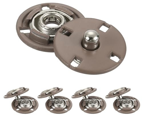 QUARKZMAN 5 Stück Druckknöpfe, Druckknöpfe zum Annähen Druckknopf Druckknöpfe ohne nähen Metall unsichtbarer verschluss schnalle Befestiger Knopf für Kleidung Leder Nähen (Kamel, 15 mm)