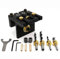 Hyuceng Super Guida di Posizionamento 6/8/10/15 mm Kit di Perforazione per Localizzatore Regolatile 3 in 1 Dima per Spinatura Legno con 5 Fori Maschera per Fori Tascabili di Accurato per Carpenteria