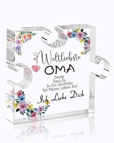 VivaJoy Oma Geschenk - Puzzle Plakette aus Acryl Geschenke für Oma, Beste Dekorative Oma Geburtstagsgeschenk, Weihnachtsgeschenke für Oma, Geschenk Oma Geburtstag