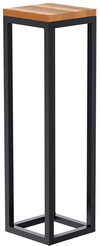 CLP Beistelltisch Manteo aus Eichenholz, eckiger Nachttisch, Sofatisch mit pulverbeschichtetem Metallgestell und Bodenschonern, Größe:20x20x70 cm