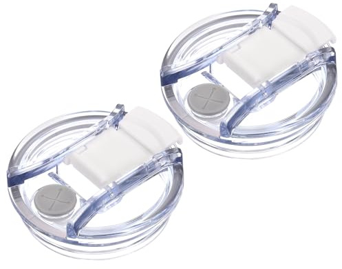 Sourcing Map 2Pcs White Plastic Tumbler Lids, Flip Top Closure, Round, 9cm Diameter, 2 Pack