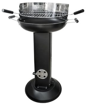 Barbecue Tondo a Colonna di Empotec da Esterno Griglia Regolabile Cromata Raccoglicenere Manici in Bachelite Paravento Carbonella 56x42x84cm Giardino Acciaio