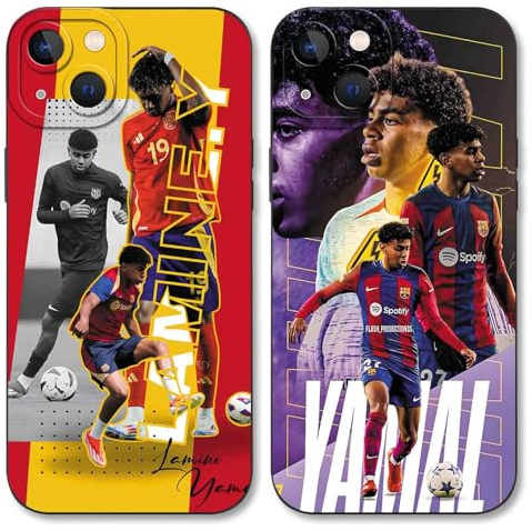 Yimctoie 2 Stück Cool Fußball Handyhülle für iPhone 13 Hülle 6,1,Mode FC Cartoon Spieler Muster Case für Fans,TPU Silikon Stoßfest Anti-Kratz Schutzhülle,Cute