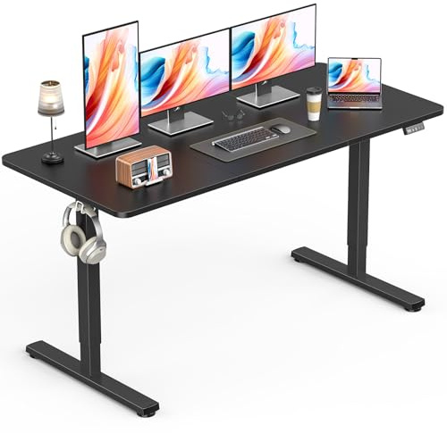 Zontera Large Electric Standing Desk, Gaming Desk, 55 x 24 Inch, Black