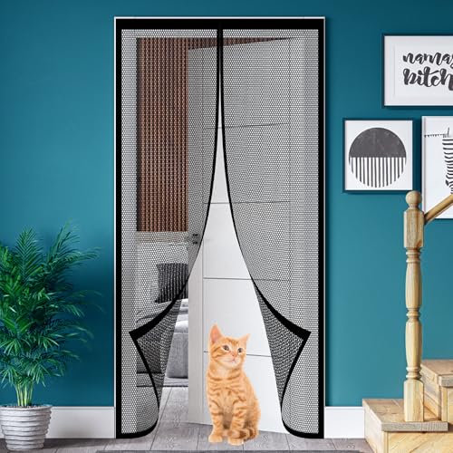 Zanzariera per Porta Camper 72 x 210 cm Facile da Installare Zanzariera Magnetiche per Porte Finestre per Balcone Soggiorno, Nero