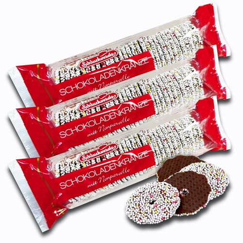 3 er Pack Schokoladenkränze 3 x 200g Schokoladenringe mit Dekor aus bunten Nonpareilles